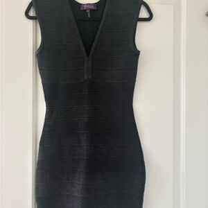 Hale Bob Black Ribbed Bodycon Dress